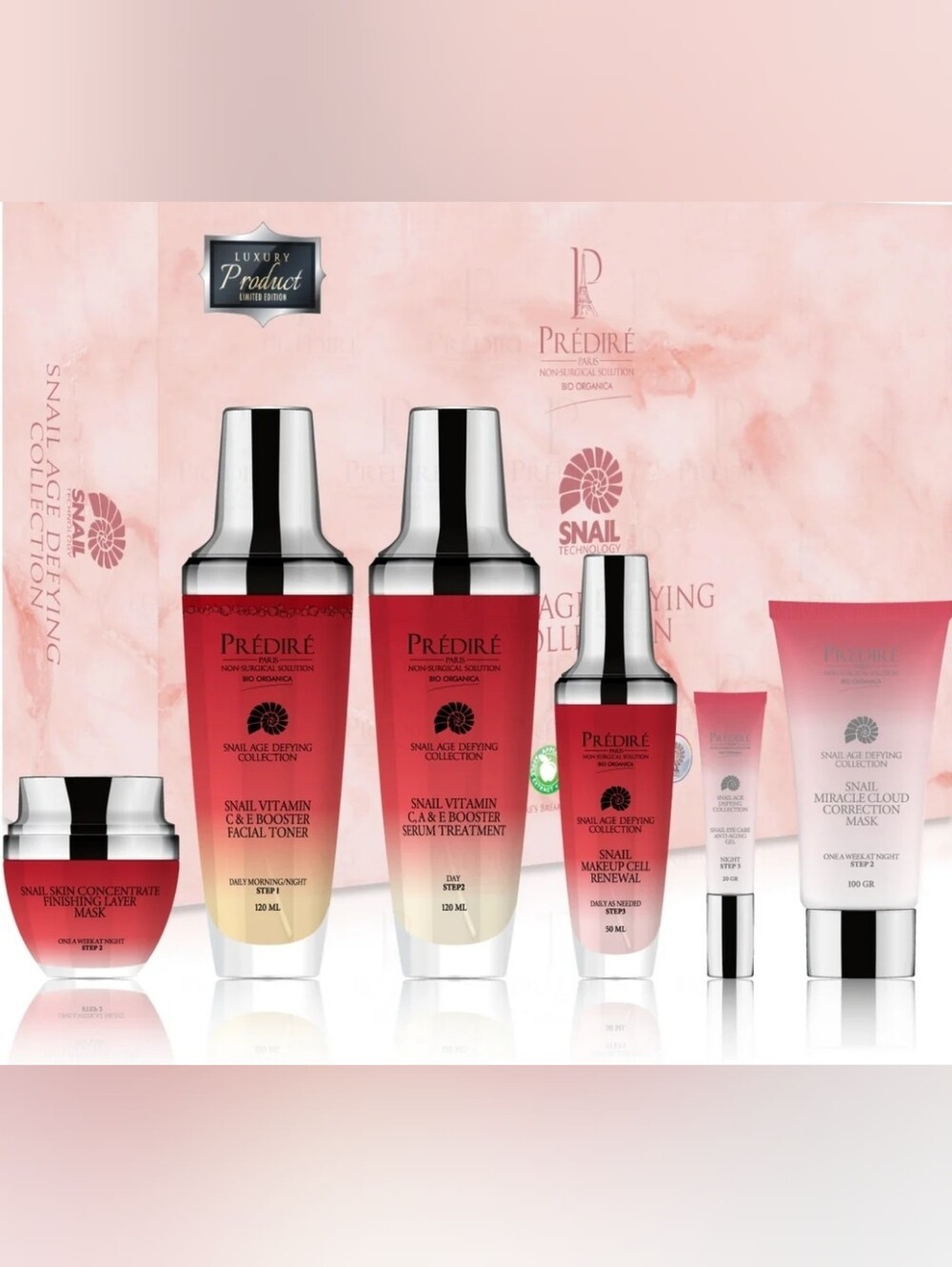 NEW! Prédiré Paris Snail Age-Defying Collection,Sealed/ 6-piece Luxury Skincare